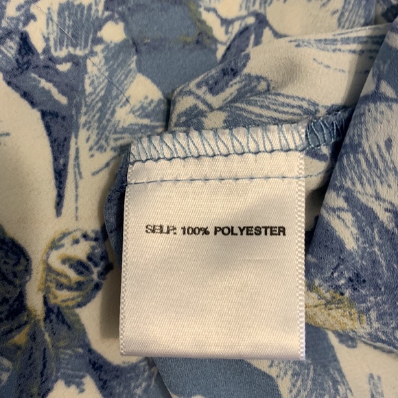 ROSE & OLIVE Shirt Dress Blue White Floral Button Front Belted Sleeveless XS - Picture 10 of 12